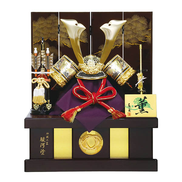 劉 りゅう 駿河塗り 竹千筋細工 兜 収納飾り