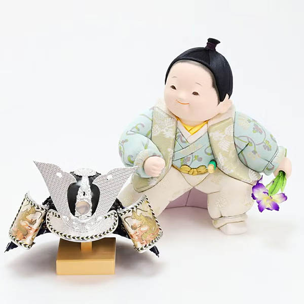 東玉　 五月人形　端午木目込人形 皐月童 碧 あお 木目込み 子供大将飾り　詳細画像