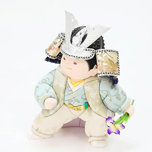東玉　 五月人形　端午木目込人形 皐月童 碧 あお 木目込み 子供大将飾り　詳細画像
