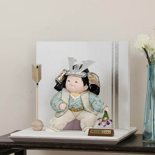 東玉　 五月人形　端午木目込人形 皐月童 碧 あお 木目込み 子供大将飾り　詳細画像