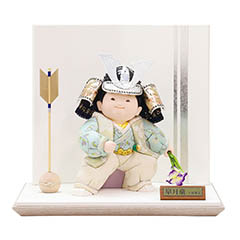 五月人形: 端午木目込人形 皐月童 碧 あお 木目込み 子供大将飾り