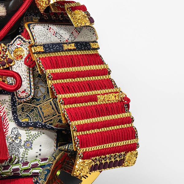 吉徳　 五月人形　平安一水作 正絹赤絲縅 純金箔押鎧 鎧飾り　詳細画像