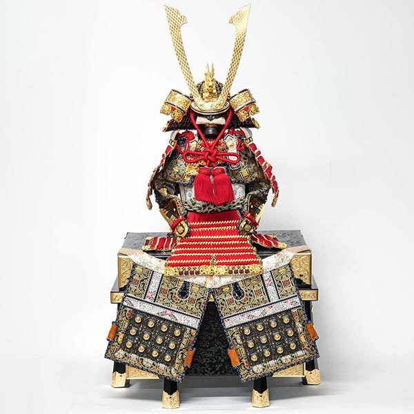 吉徳　 五月人形　平安一水作 正絹赤絲縅 純金箔押鎧 鎧飾り　詳細画像