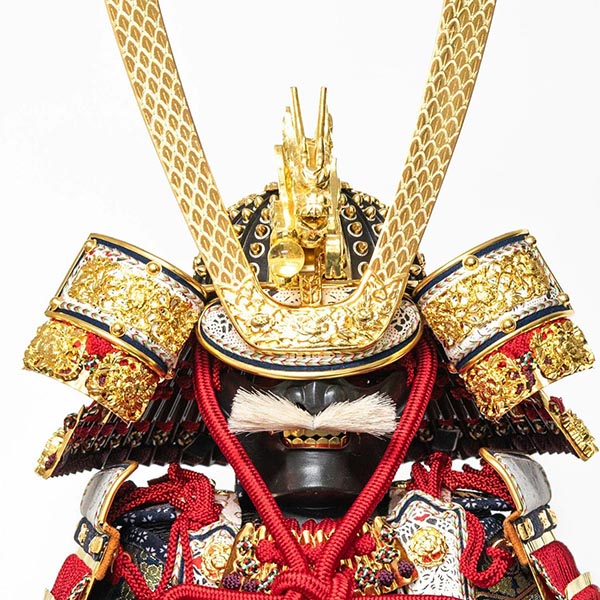 吉徳　 五月人形　平安一水作 正絹赤絲縅 純金箔押鎧 鎧飾り　詳細画像