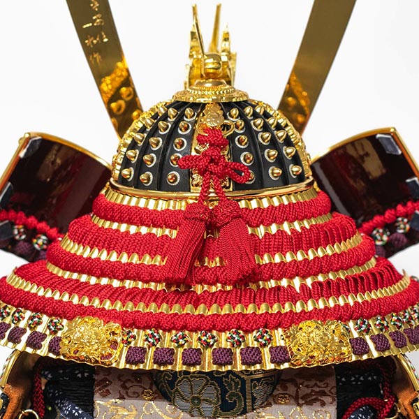 吉徳　 五月人形　平安一水作 正絹赤絲縅 純金箔押鎧 鎧飾り　詳細画像