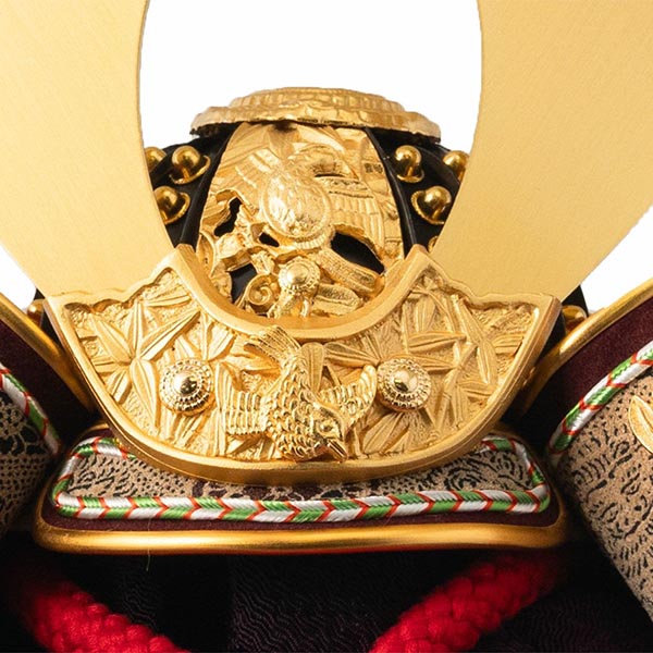 吉徳　 五月人形　正絹赤絲縅 純金箔押兜 兜飾り　詳細画像