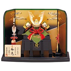 五月人形: 玉鳳作 正絹白紺段縅 兜飾り  【682H63562】