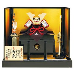 五月人形: 加藤鞆美作 正絹萌黄裾濃縅 和紙小札 兜飾り 【613H63562】