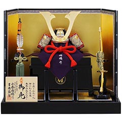 五月人形: 小柴鑚穂作 正絹赤絲縅 和紙小札 兜飾り 【263H63562】