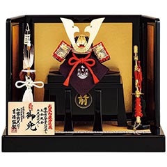 五月人形: 加藤鞆美作 正絹紫裾濃縅 和紙小札 兜飾り