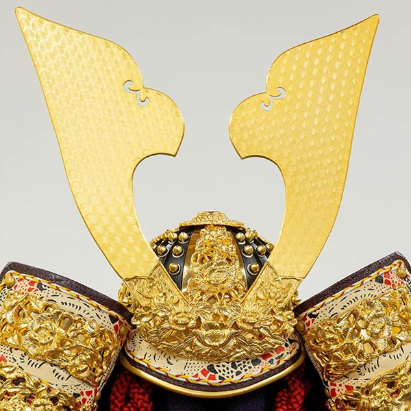 吉徳　 五月人形　平安武久作 正絹朱赤絲縅 総裏打ち兜 兜飾り　詳細画像