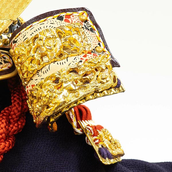 吉徳　 五月人形　平安武久作 正絹朱赤絲縅 総裏打ち兜 兜飾り　詳細画像