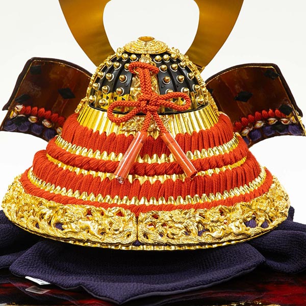 吉徳　 五月人形　平安武久作 正絹朱赤絲縅 総裏打ち兜 兜飾り　詳細画像
