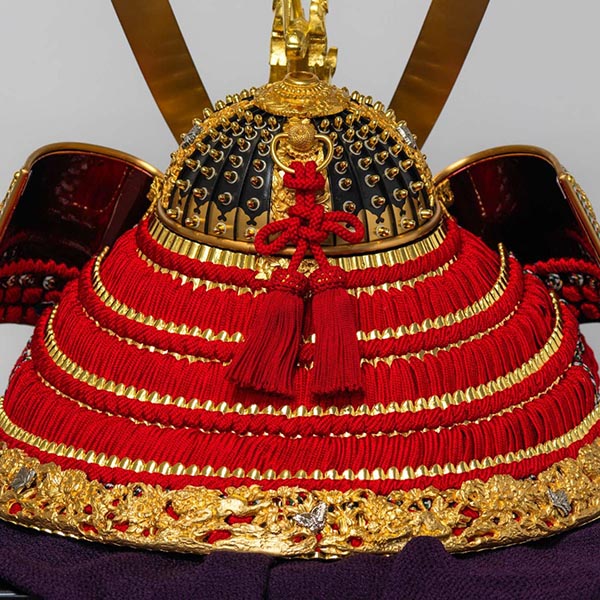 吉徳　 五月人形　平安一水作 正絹赤絲縅 総裏打ち兜 兜飾り　詳細画像