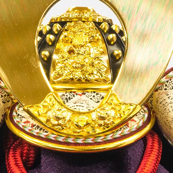 吉徳　 五月人形　平安一水作 正絹赤絲縅 純金箔押兜 兜飾り　詳細画像