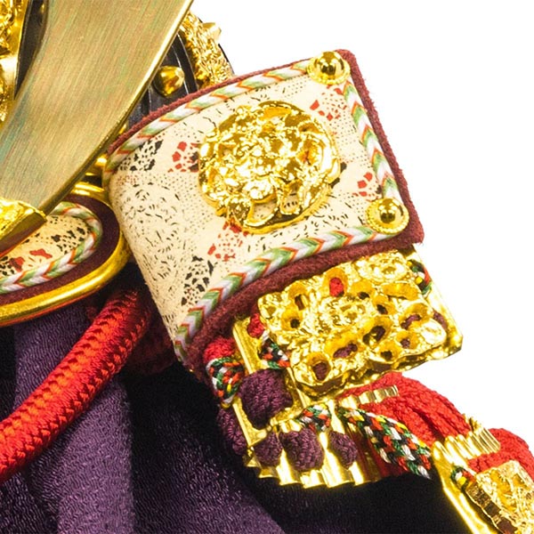 吉徳　 五月人形　平安一水作 正絹赤絲縅 純金箔押兜 兜飾り　詳細画像