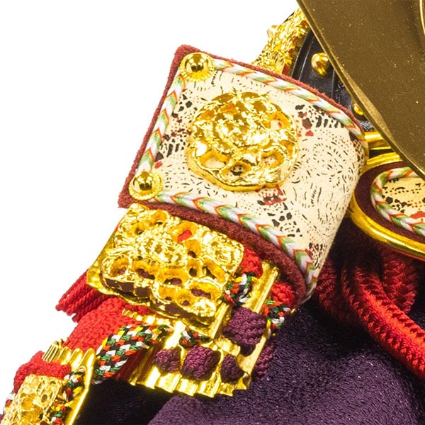 吉徳　 五月人形　平安一水作 正絹赤絲縅 純金箔押兜 兜飾り　詳細画像