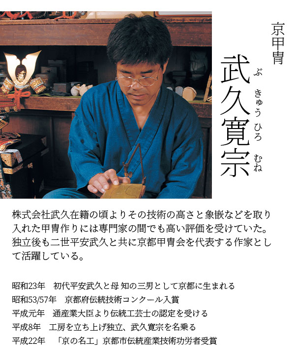 平安豊久　 五月人形　武久寛宗作 本金若竹裾濃 正絹糸縅 兜飾り　詳細画像