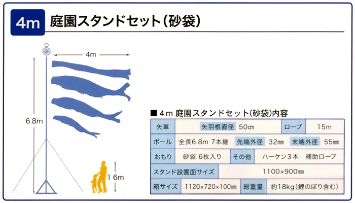 吉兆４Ｍ庭園スタンドセット（砂袋）