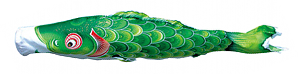 風舞い　単品鯉のぼり 緑鯉