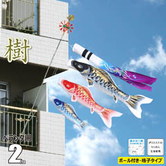 こいのぼり: 樹（いつき）　2m　6点　ベランダ用 ファミリーセット