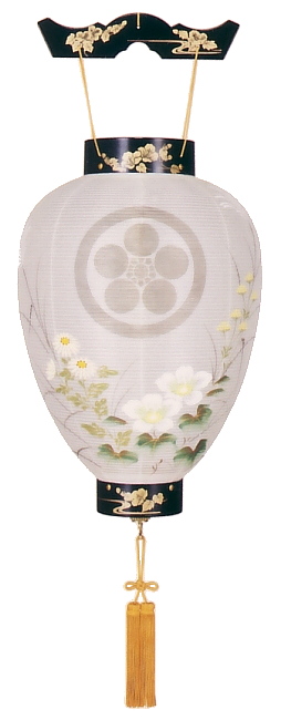 別選蒔絵絹描き絵（プラスチック製・電池式）【家紋代込】