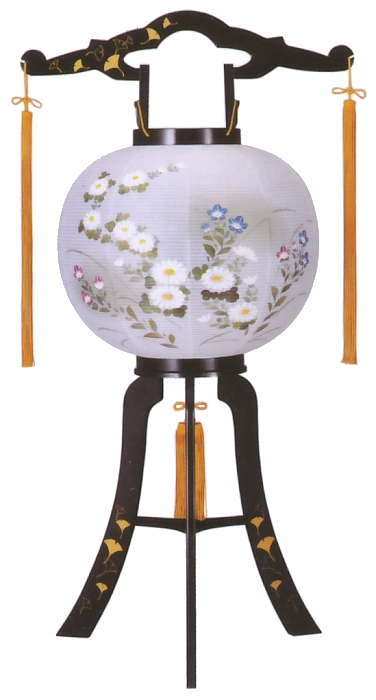 あかり11号銀杏蒔絵絵入廻転（プラスチック製・電気コード式）