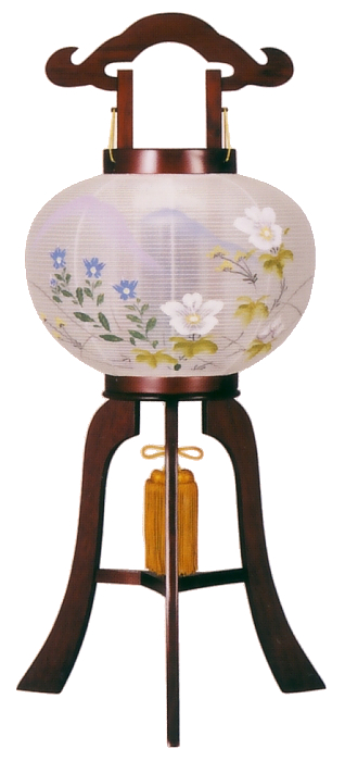 ワイン塗10号絹描き絵廻転（木製・電気コード式）