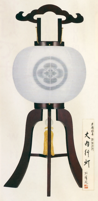 紫檀調　家紋絹二重（10号H）（木製・電気コード式）【家紋代込】