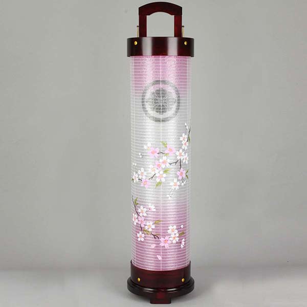桜香　絹二重　絵　木製　電気コード式（LED仕様）　【組立不要】　【家紋入代込】
