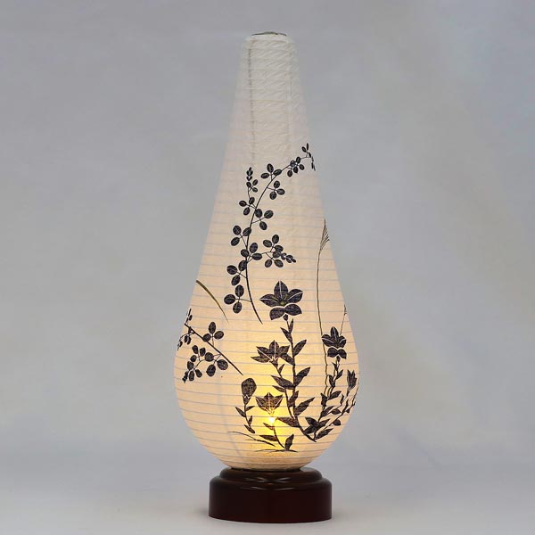ウカイ印盆提灯結花　紙張　桔梗に萩　木製　電池式（LED仕様）　詳細画像