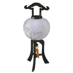 盆提灯: 張鉄刀木 行灯 絹二重 木製 電気コード式