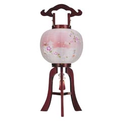 盆提灯: 桜 絹二重 京城 桜 電気コード式 木製 
