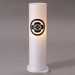 盆提灯: 白 ワーロン紙 電池式（コードレス：LED仕様） 【家紋入代込】