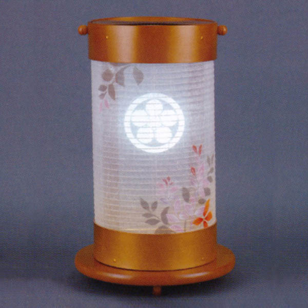 常燈明 ひのき 桃葉 木製 電気コード式（LED仕様） 【家紋入代込】