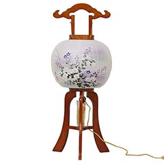 盆提灯: マグネット式 極行灯 絹二重 ケヤキ色塗 木製 電気コード式