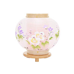 盆提灯: 花しおり ぷちあかり 絹二重 絵入 木製 電気コード式 【組立不要】