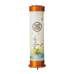 盆提灯: ライト 伸縮提灯 和紙 一重張り 乱菊 ワンタッチ伸縮 木製 電気コード式（LED仕様） 【家紋入代