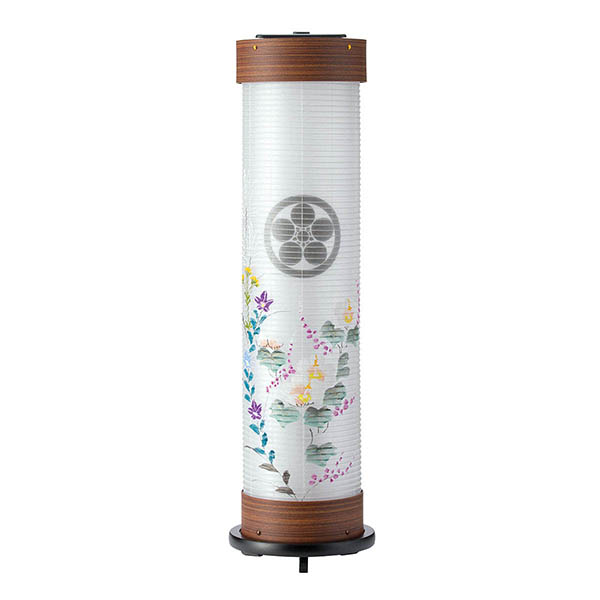 欅調 伸縮提灯 絹二重 古情芙蓉 硬質ボール材 ワンタッチ伸縮 電気コード式（LED仕様） 【家紋入