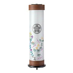 盆提灯: 欅調 伸縮提灯 絹二重 古情芙蓉 硬質ボール材 ワンタッチ伸縮 電気コード式（LED仕様） 【家紋入