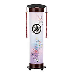 盆提灯: 桜調 伸縮提灯 和紙 一重張り 撫子 硬質ボール材 ワンタッチ伸縮 電気コード式 【家紋入代込】