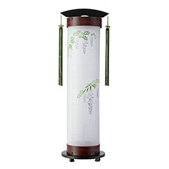 盆提灯: 桜調 伸縮提灯 和紙 一重張り 藤 硬質ボール材 ワンタッチ伸縮 硬質ボール材 電気コード式