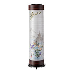 盆提灯: 桜調 伸縮提灯 絹二重 恵山 硬質ボール材 ワンタッチ伸縮 電気コード式（LED仕様）