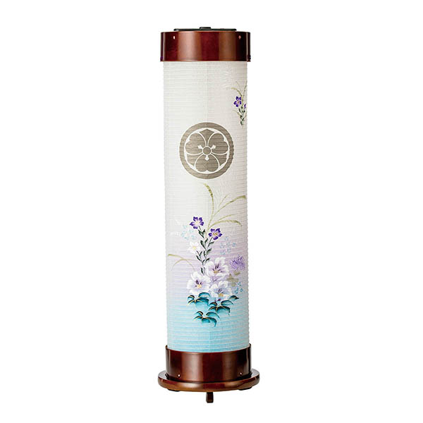 ダーク 伸縮提灯 和紙 一重張り 芙蓉 ワンタッチ伸縮 木製 電気コード式（LED仕様） 【家紋入代