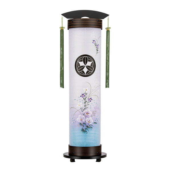 黒檀調 伸縮提灯 和紙 一重張り 芙蓉 硬質ボール材 ワンタッチ伸縮 電気コード式 【家紋入代込】