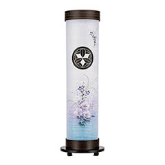 盆提灯: 黒檀調 伸縮提灯 和紙 一重張り 芙蓉 硬質ボール材 ワンタッチ伸縮 電気コード式 【家紋入代込】