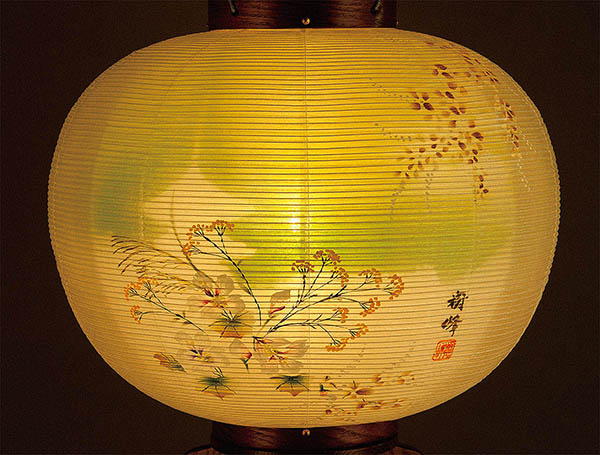 樹峰　 盆提灯　行灯 けやき 絹二重 京城 芙蓉　詳細画像