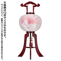 盆提灯: 行灯 桜 絹二重 京城 桜 木製 電気コード式