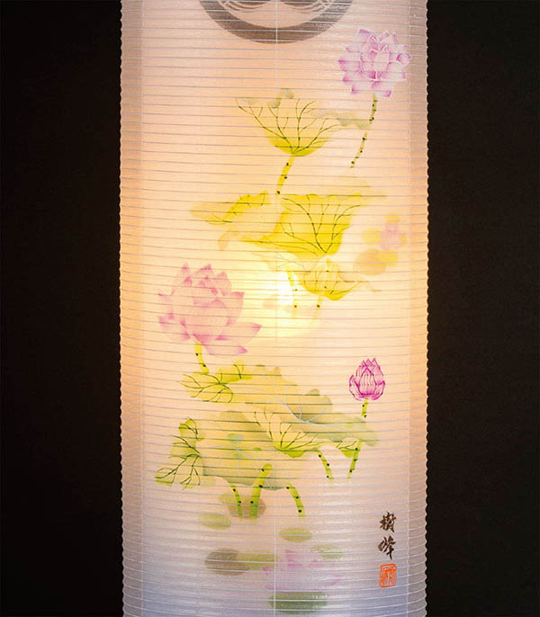 樹峰　 盆提灯　桜 絹二重 淡蓮華　詳細画像
