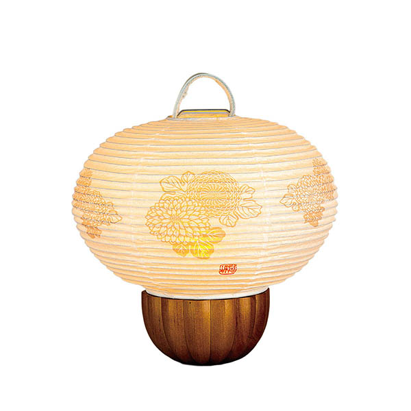 NOW灯 和紙 大内 菊 木製 電池式（コードレス：LED仕様）